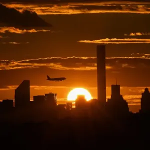 New York Skyline Print at Sunset