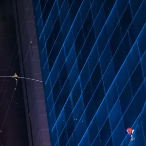 Print of Lijana Wallenda on high wire over Times Square Print of Lijana Wallenda on high wire over Times Square
