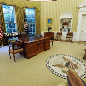 Print of the Oval Office, featuring newly redecorated interior Print of the Oval Office, featuring newly redecorated interior