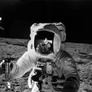 Print of Apollo 12 astronauts on the Moon's surface