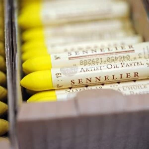 A view of pastel crayons in a workshop at the Raphael-Isabey-Sennelier factory in Saint-Brieuc