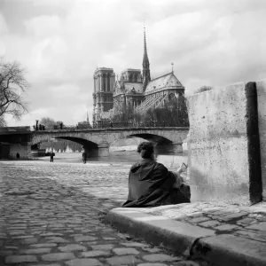 Print of Woman Painting Notre-Dame Cathedral Print of Woman Painting Notre-Dame Cathedral