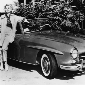 Zsa Zsa Gabor Standing in Front of a Mercedes, 1958 Print Zsa Zsa Gabor Standing in Front of a Mercedes, 1958 Print