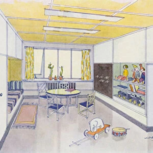 1930s interiors: Nursery (colour litho)