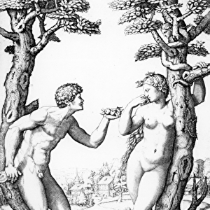Adam and Eve, engraved by Marcantonio, c. 1520 (engraving)