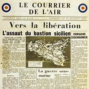 Allied Invasion of Sicily, Le Courrier de l Air, 15th July 1943 (newsprint)