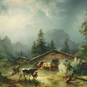 Alpine hut in Rainy Weather, 1850
