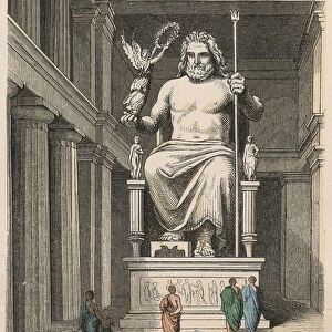 Ancient Greece: Zeus statue in the temple at Olympia - Sculpture by Phidias, c
