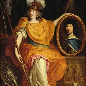 Anne Marie Louise d Orleans holding the portrait of her father, Gaston of France