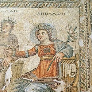 The Apollo and Marsyas mosaic, detail of Pliny and Apollo, House of Aion, Paphos