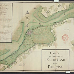 Area around Sas van Gent and Philippine, Netherlands, 1747 (pen, ink & w / c on paper)