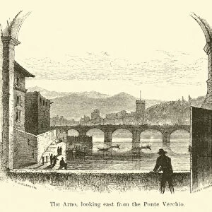 The Arno, looking east from the Ponte Vecchio (engraving)