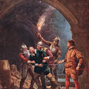 The arrest of Guy Fawkes, illustration from Madame Tussauds (colour litho)