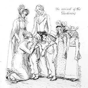 The arrival of the Gardiners, illustration from Pride & Prejudice by Jane Austen