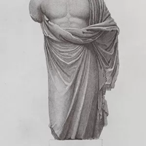Asclepius, ancient Greek marble sculpture (engraving)