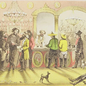 The Bar of a Gambling Saloon, engraved by J. Brandard, 1855 (colour litho)