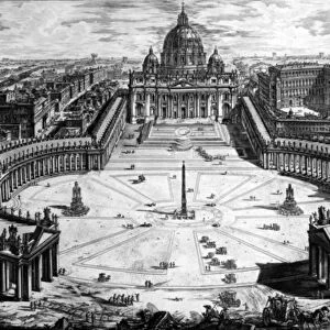Bird s-eye view of St. Peters Basilica and Piazza, form the Views of Rome series