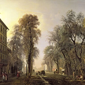 Boulevard Poissonniere in 1834 (oil on canvas)