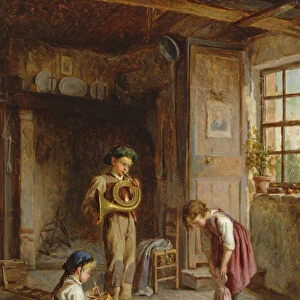 Boys with French Horn and Drum, 19th century
