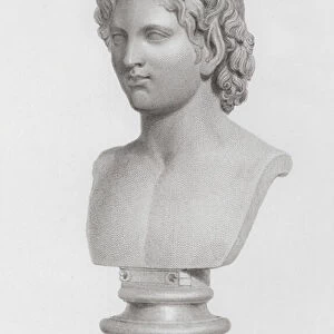 Bust of a beardless satyr, ancient Greco-Roman marble sculpture (engraving)