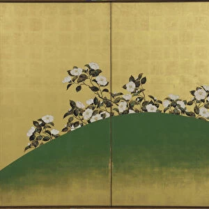 Camelias, Edo period (ink, colour & gold on paper)