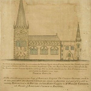 The Church Oratory of the Calendaries, formerly on the site of All Saints [an imaginary depiction], c. 1800 (pencil & w / c on paper)