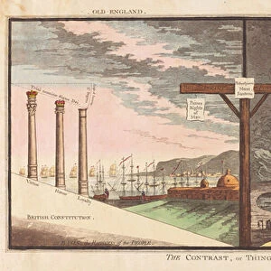 The Contrast or Things as they Are, pub. 1796 (hand coloured engraving)