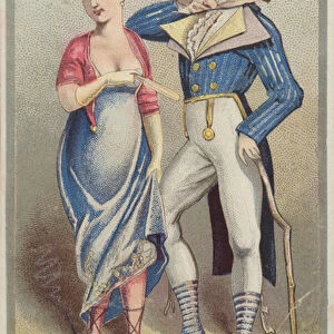 Dandy Gentleman Standing With Lady (chromolitho)