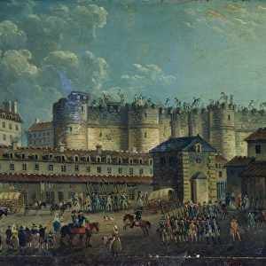 Demolition of the Bastille in 1789 (oil on canvas)