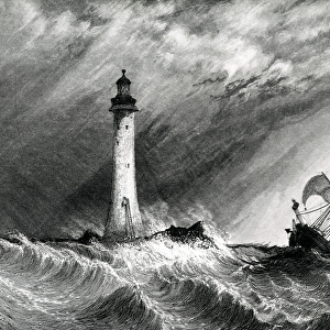 Eddystone Lighthouse, print made by W. B. Cooke, 1836 (engraving)