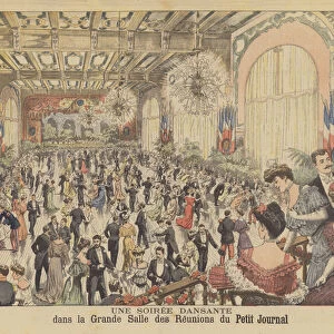 An evening of dancing in the Grand Meeting Hall at the offices of Le Petit Journal, Paris (colour litho)