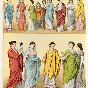 Female Roman Dress, from Trachten der Voelker, 1864 (colour litho)