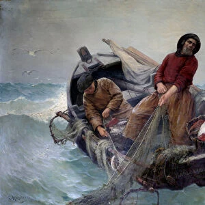 Fishing in the open sea. Painting by Georges Haquette (1854-1906), 1901