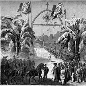 French colonization: First Catholic Mass Celebree in Saigon, Cochinchine, 1861
