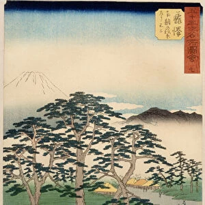 Fujisawa from the series 53 stations of the Tokaido, 1855 (colour woodblock print)