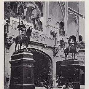 The Great Equestrian Statues in the Main Entrance to the German Section (b / w photo)