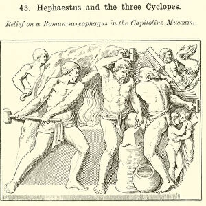 Hephaestus and the three Cyclopes (engraving)