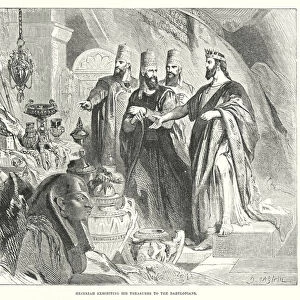 Hezekiah exhibiting his Treasures to the Babylonians (engraving)