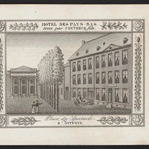 Hotel Des Pays Bas, Couvreur, Verviers (engraving)