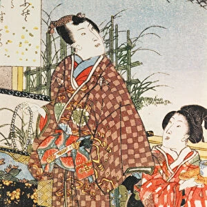 Illustration from The Tale of Genji (colour woodblock print)