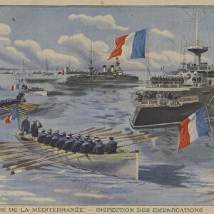Inspection of the ships of the French Mediterranean Fleet (colour litho)