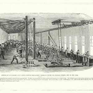 Interior of I M Singer and Cos Sewing Machine Manufactory, Corner of Centre and Franklin Streets, City of New York (engraving)
