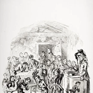 The internal economy of Dotheboys Hall, illustration from Nicholas Nickleby by Charles Dickens (1812-70) published 1839 (litho) (see also 259163)