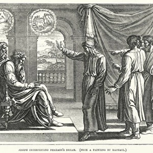 Joseph interpreting Pharaohs Dream, from a painting by Raphael (engraving)