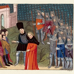 King Richard II conveyed to London (coloured engraving)