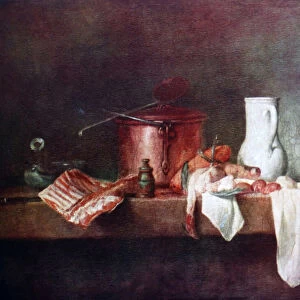 Kitchen Still Life 1735 by Jean-Baptiste-Simeon Chardin