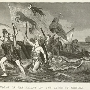 Landing of the Saxons on the shore of Britain (engraving)