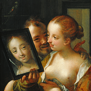 Laughing Couple with a mirror, 1596