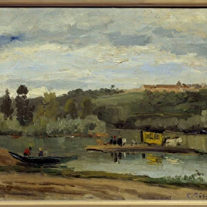 Le bac a la Varenne Saint Hilaire (Saint-Hilaire) Painting by Camille Pissarro (1830-1903