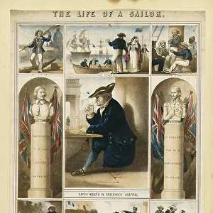 The life of a sailor, c.1860 (coloured lithograph)